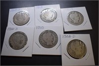 (6) Barber Half Dollar