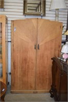 Stripped Pickled Oak Fitted Armoire w/ Key