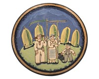 Russian Enameled Pottery Hanging Charger