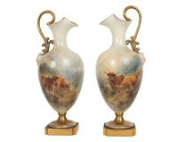 Pair Royal Worcester Ewers - Signed