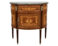 French Style Marble Top Demilune Commode