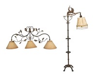Figural Iron Floor Lamp and Iron Sconce