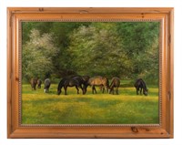 Large Oil Horses - Signed W. Hunt