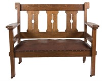 Arts and Crafts Mission Oak Bench
