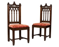 Pair Carved Gothic Chairs