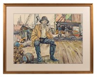 Man at the Dock - Oil - Signed Joseph Margulies