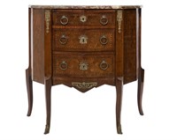 Inlaid French Marble Top Commode