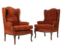 Pair French Wing Chairs