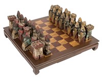 Large Carved Wood Chess Set