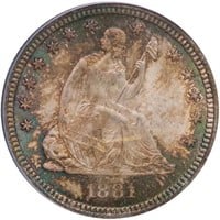 25C 1881 PCGS MS67 CAC