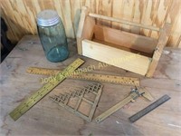 Vintage engineers tool brass ruler tool box