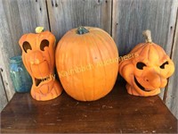 3 Vintage molded pumpkins