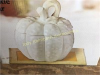 White pumpkin cookie jar & Autumn cloth