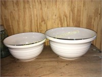 Pair of vintage crock  mixing bowls