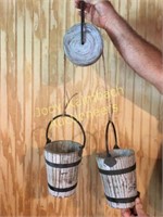 Decorative wooden buckets/pulley set