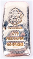 Coin 100 Grams .999 Fine Silver Bar 3.2 Oz