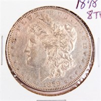 Coin 1878-P 8 Tail Feather  Morgan Dollar AU