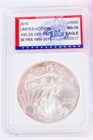 Coin 2015 Silver Eagle MS70 Certified