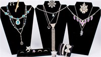 Jewelry Lot of Rhinestone Necklaces, Bracelets +