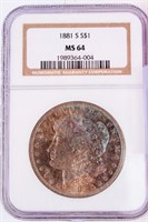 Coin 1881-S  Morgan Silver Dollar NGC MS64
