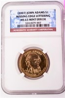Coin 2007 John Adams Error NGC MS63