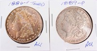 Coin 1886-P & 1889-P Morgan Silver Dollars