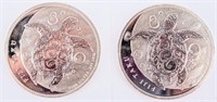 Coin (2) 1/2 Ounce Fiji Taku .999 Silver