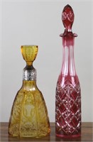 PAIR OF GLASS DECANTERS