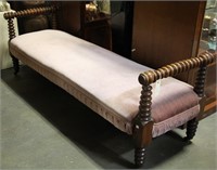 CIRCA 1850 PURPLE VELVET BOBIN TURN DAYBED