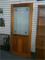 EXTERIOR DOOR WITH FROSTED GLASS INSERT, 33" X 77"