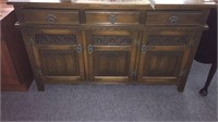 BUFFET WITH 3 CARVED DOORS AND 3 DRAWERS, 53 1/4"