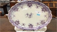 ANTIQUE 19" PURPLE TRANSFER WARE PLATTER