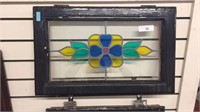 FAUX STAIN GLASS WINDOW WITH APPLIED LEAD, (2X)