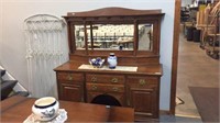 MIRROR BACK SIDEBOARD WITH BEVELED MIRROR,