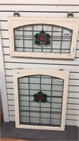 FAUX STAIN GLASS WINDOWS WITH APPLIED LEAD,