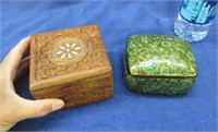 2 smaller trinket boxes (1 hand carved)