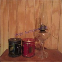 Lamp, Granger & Velvet tins