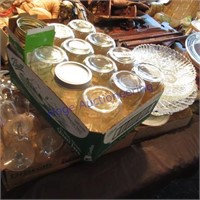 Canning jars, glasses, platters