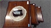 INLAID QUEEN ANNE NEST OF THREE TABLES; LARGE