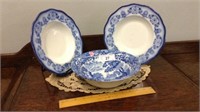 2 BLUE & WHITE BOWLS MADE IN DENMARK AND ONE