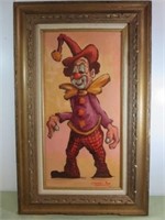 Framed Original Oil Clown Signed by Farwell Pope