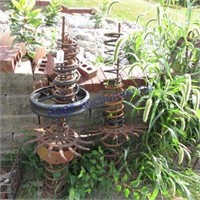 Metal yard art -springs & rotary wheels