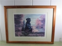 Framed and Matted Lab & Puppies Print