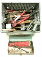 Crate of Hammers, Saws, Chain, etc.