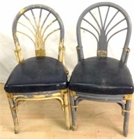 2 Reed Chairs Distressed Blue Violet