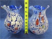 2 nice artglass 8in vases (multi-color)