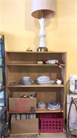 Shelf unit of China including blue Willow,