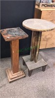 Two homemade pedestal plant stands, 28 inches