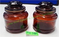 Vintage Brown Jar w/ lids