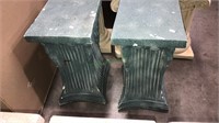 Two green ceramic pedestals, 21 x 12 x 11, (576)